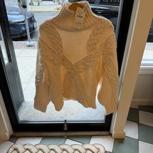 Zara Cream Cable Knit Turtleneck Sweater